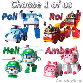 Robocar Transformer Robot Poli Roi Amber Heli Korea Animation Cartoon Kids TO01