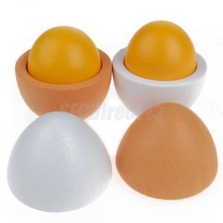 6pc Wooden Egg Pretend Play Kitchen Favors Children Toy