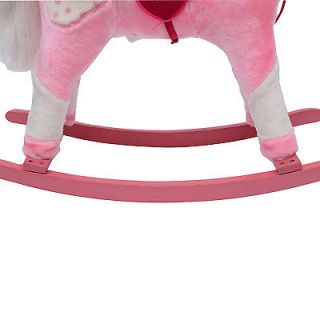 Qaba Kids Toy Plush Pink Girls Rocking Horse Pony Rocker w Neighing Sounds