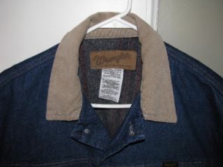 Wrangler Vintage Mens Sz 44 Flannel Lined Corduroy Collar Jean Denim Jacket