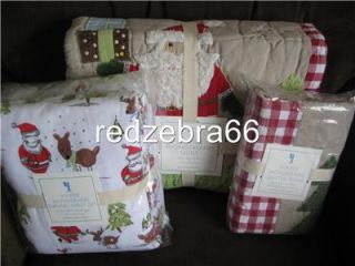 Pottery Barn Kids Winter Wonderland Christmas Twin Quilt Sham Sheet Set 5 PC New