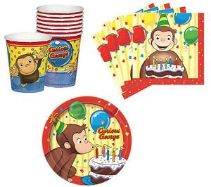 Curious George Birthday Party Supplies Plates Napkins Cups Set for 8 or 16 New
