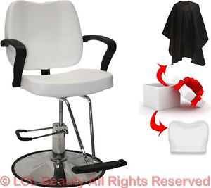 White Hydraulic Barber Styling Chair Cover Hair Cutting Beauty Salon Equipment