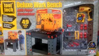 New Kid's Tool Tech Heavy Duty Work Bench 49 Part Pretend Play Tool Set Power