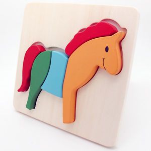 3D Horse Wooden Stereoscopic Educational Developmental Baby Kids Toys Puzzle