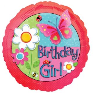 Garden Girl Childrens Kids Birthday Party 18" Foil Ballon Flower Butterfly