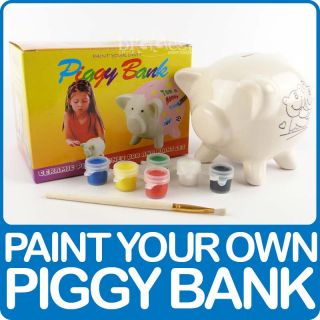 Paint Your Own Ceramic Piggy Bank Money Box with Paints Box Get Creative Fun