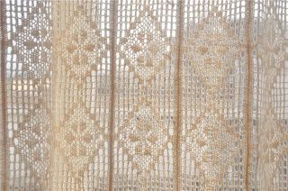 71''X94'' French Country Style Cotton Linen Beige Hand Crochet Lace Curtain F011