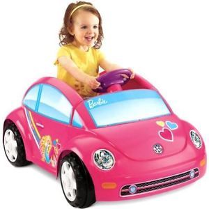 Kids Ride on Toy Fisher Price Power Wheels Barbie Volkswagen New Beetle Car
