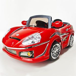 Kids Electric Power Ride on Car w RC Remote  Chrome Wheels Red