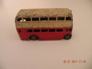 Vintage Dinky Toys Metal Die Cast Double Decker Bus Red White England