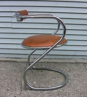 Vintage Mid Century Modern Art Deco Zig Zag Chrome Chair Contemporary