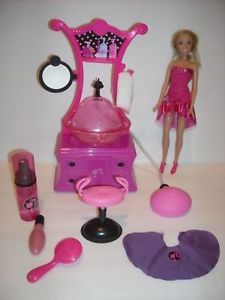 Mattel Barbie Beauty Hair Style Salon w Chair Working Sink Doll Furniture