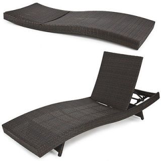 Outdoor Patio Pool Adjustable Wicker Chaise Lounge Chair w Cushion New
