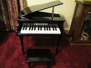 Crescent 30 Keys Black Baby Grand Toy Piano with Bench for Kids
