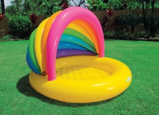 Intex Sun Shade Rainbow Inflatable Kids Swimming Pool with Canopy 57420EP