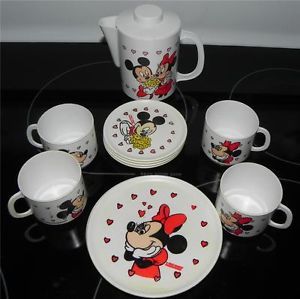Complete Set for 4 Mickey Minnie Mouse Walt Disney Childrens Toy Tea Set Dishes
