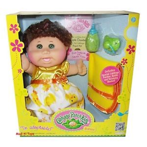 Cabbage Patch Kids Babies Doll Curly Brown Hair Green Eyes