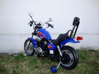 Kids Battery Power Harley Ride on Motorcycle Wheels Blue Electric Bike 4 MPH 6V