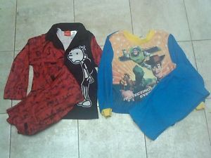 2 Pair Boys Pajamas Size 6 7 Diary of Wimpy Kid Toy Story Long Sleeve Fall