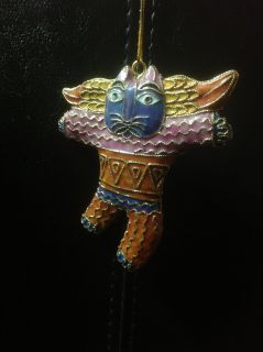 Colorful Urban Stylish Golden Outlined Unique Designed Angelic Cat Xmas Ornament