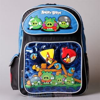 Rovio Angry Birds Blue Metallic 16" Large Backpack Book Bag Boys Girls Kids