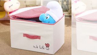 Cloth Toy Organizer Storage Box with Lid Foldable Towel Book Home Decor 2 Sizes