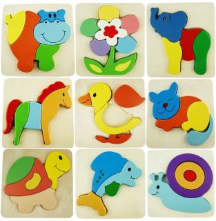 Wooden Puzzle Toy Cute Animal Pattern Blocks Brain Teaser for Kid Children Gift