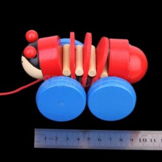 Random One Wooden Worm Shaped Flexible Pull Fun Toy for Kids Bright Attractive