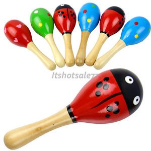 Wooden Maraca Rattles Kid Music Party Favor Child Baby Shaker Toy ITS7 New Hot
