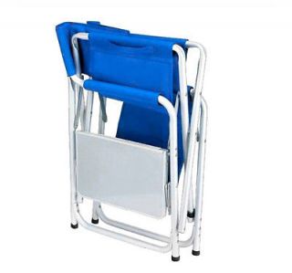 Folding Portable Camping Directors Camp Chair w Side Table Organizer Blue