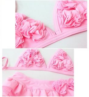 New Baby Girls Swimwear Pink Flower Kids Swimsuit Bikini Skirt Size 2 6T