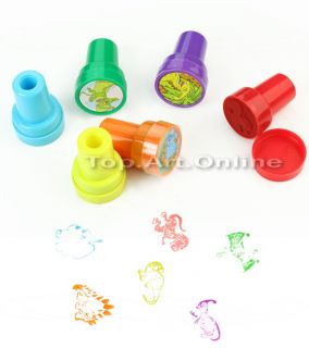 6pcs Mixed Dinosaur Pre Self Ink Stamper Art Craft Stamps Kids Party Favors Toy