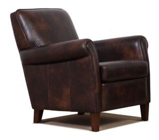Genuine High End Tobacco Brown Leather Accent Chair Club Chair Cigar Chair