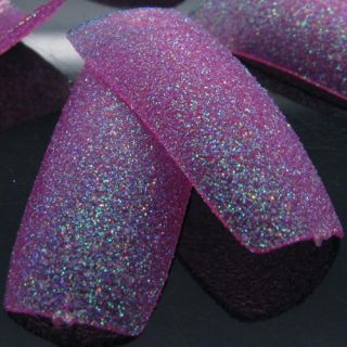100pcs Clear Purple Glitter Shining French Style Acrylic False Nail Tips