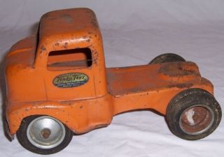 Vintage '50s Pressed Metal Tonka Toys Orange Truck Cab Only Way Cool Kids Toy