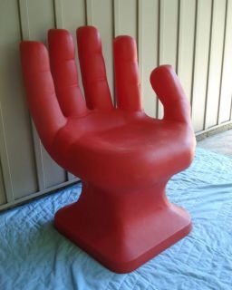 Red Plastic Retro Mid Century Modern Giant Hand Shaped Chair Eames Era Nice NR