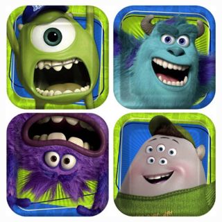 8 Monsters Inc University Childrens Birthday Party 7in Square Paper Plates
