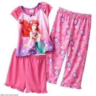 Ariel Girls 2T 3T 4T PJs Set Pajamas Shirt Shorts Disney Princess Little Mermaid