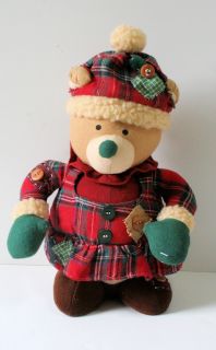 1997 Red Plaid Patchwork Christmasteddy Bear Plush 13" Stuffed Animal