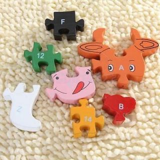 Wooden Dairy Cow Jigsaw Toy 26 Letter on Preschool Kids Brain Development Toy