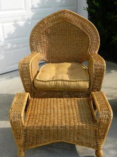 Nice Indoor Outdoor Wicker 3 Piece Furniture Set w Cushions Ottoman Chair Sofa