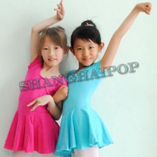 Kids Girls Ballet Costume Tutu Skirt Short Sleeve Gymnastics Leotard Dance Dress