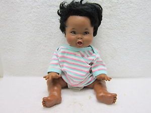 Vintage 1973 Ideal Toy Co African American Black Baby Children's Plastic Doll