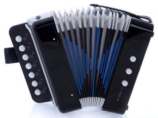Child Button Toy Accordion Black 7 Treble Buttons and 2 Bass Buttons G105
