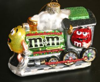 Kurt Adler M M Train Mercury Glass Christmas Ornament