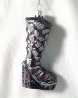 New Kurt Adler Christmas Kiss Band 5" Glass Boot with Dragon Ornament