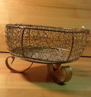 Elegant Fancy Gold Metal Wire Swirls Nest Home Decoration Basket Candle Holder