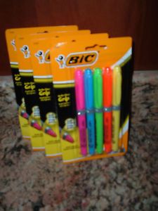 BIC Brite Liner Soft Grip Chisel Tip Highlighters Yellow Orange Green Blue Pink