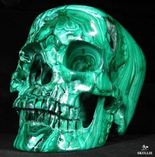 Giant 6 4" Malachite Carved Crystal Skull Gem Healing